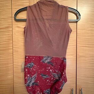 Lucky Leo NWT  Medium Leotard - custom bird print in rust